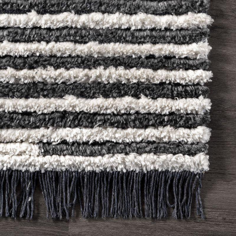 Beige and Gray 4' x 6' Reversible Shag Area Rug