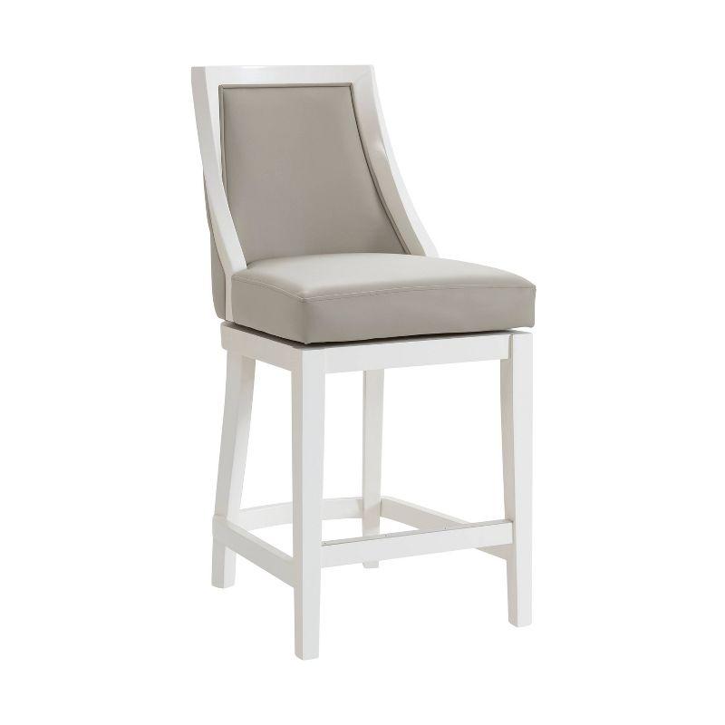 Alaterre Ellie 19" Wide Solid Rubber Wood Frame Linen Fabric Counter Height Swivel Stool With Back