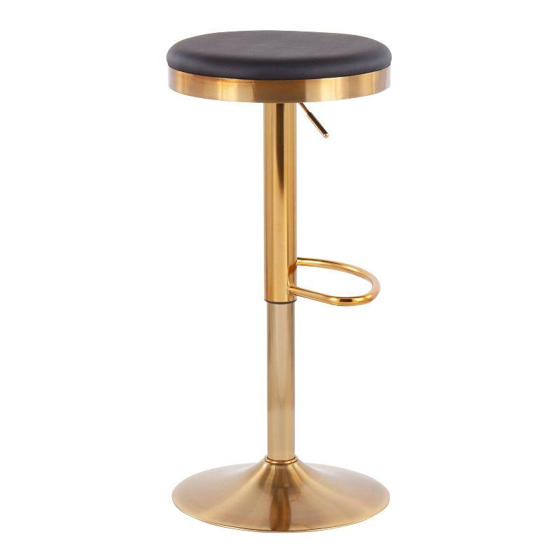Set of 2 Dakota Glam Adjustable Barstools: Swivel, Footrest, Steel/Faux Leather - LumiSource