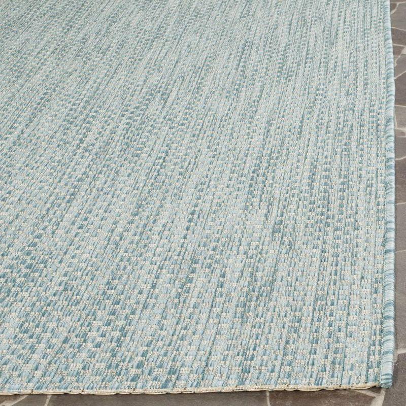 Aqua and Grey Synthetic Indoor/Outdoor Runner Rug