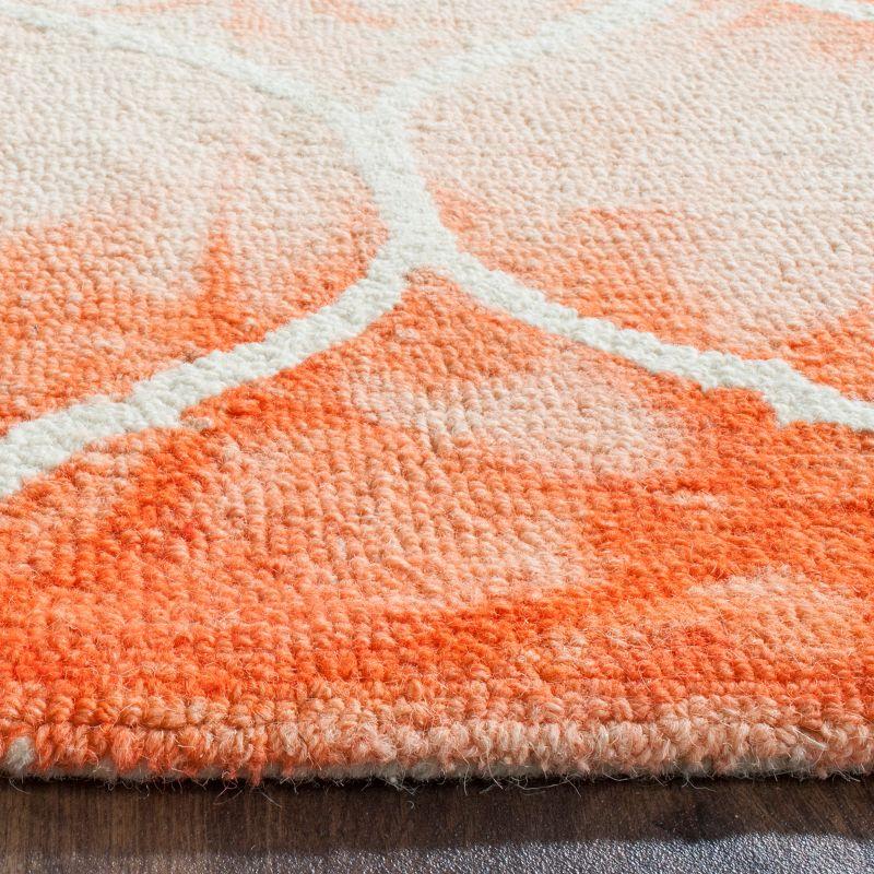 Hand-Tufted Wool Rectangular Area Rug in Orange Ivory, 5' x 8'