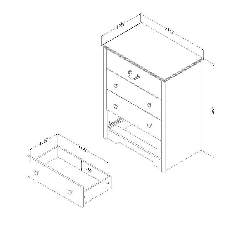 4 Drawer Aviron Chest Seaside Pine - South Shore: Nautical Style, Metal Knobs, Rope Handle, Laminated Particle Board