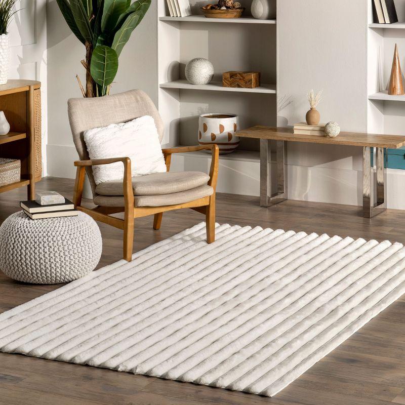 nuLOOM 5' x 8' Cozy Plush SuperiorWash Area Rug, Machine Washable, Non-Slip, Soft Fluffy Shag Carpet for Living Room Bedroom Nursery, Kai Off-white