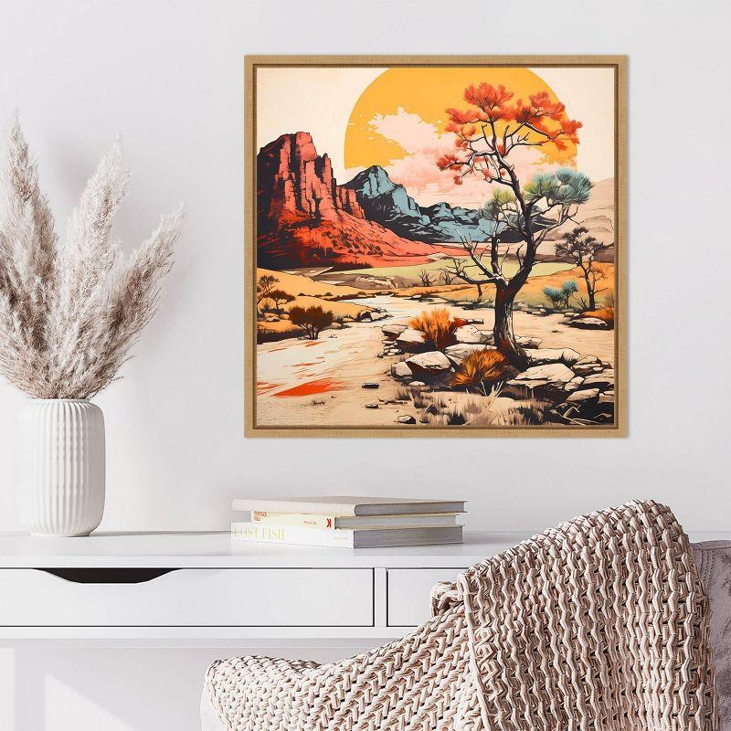 The Desert Path V Scenic Landscape Canvas Art with Maple Frame