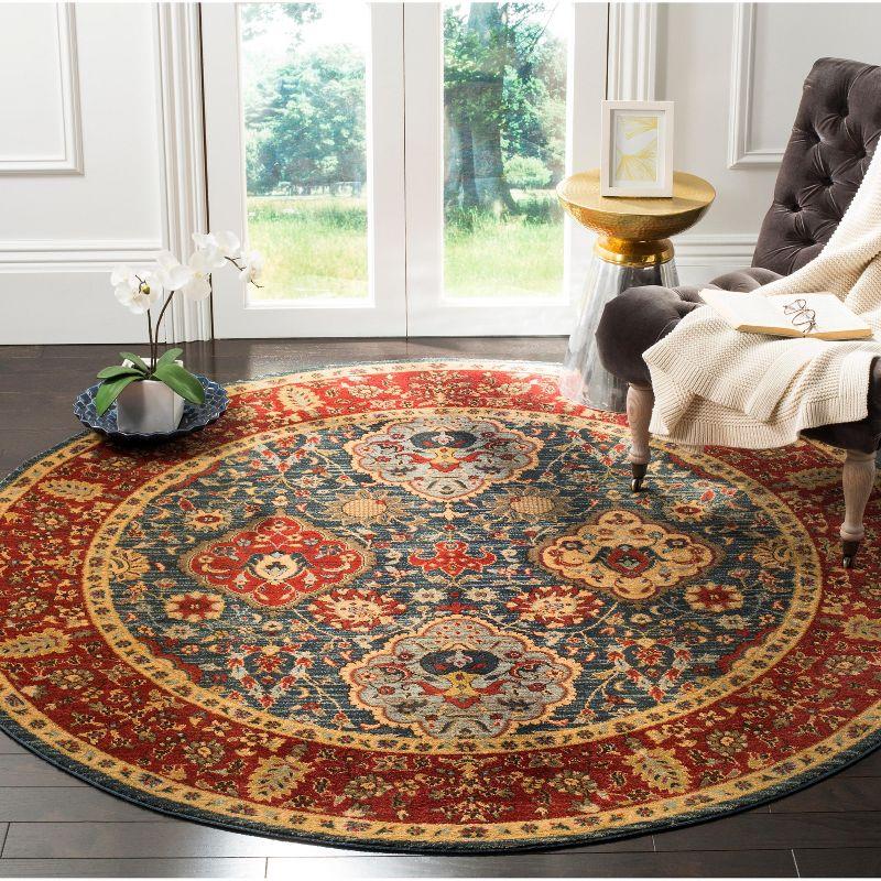 Mahal MAH655 Power Loomed Area Rug - Navy/Red - 3' round - Safavieh.