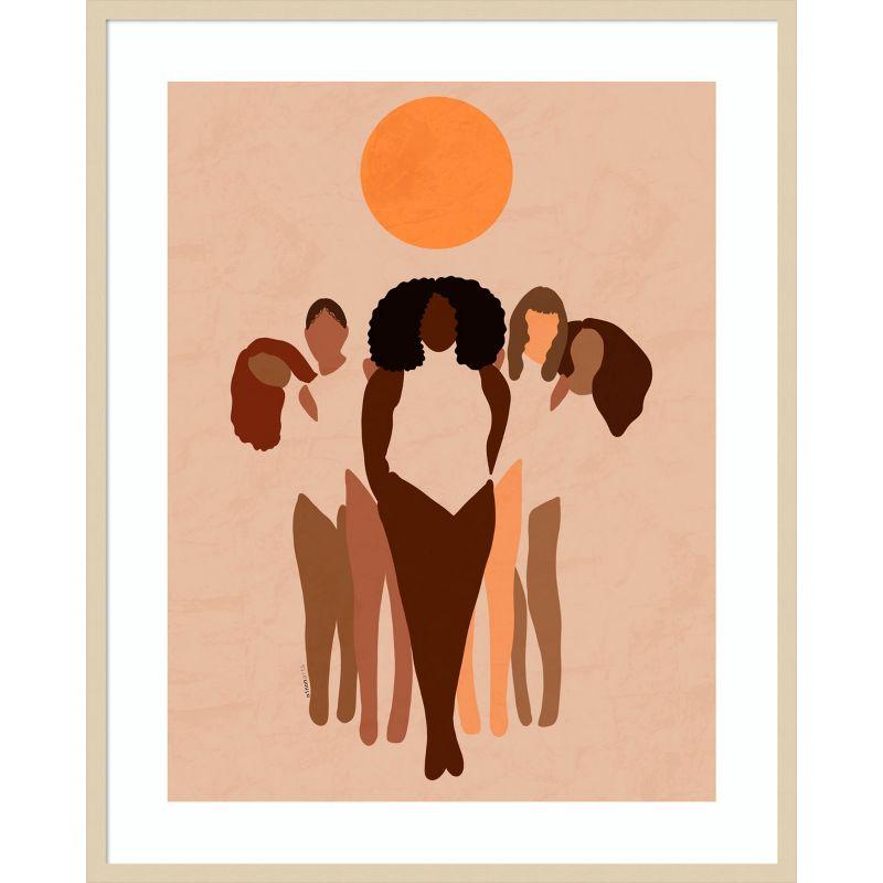 Abstract Women Under Sun Natural Wood Framed Print