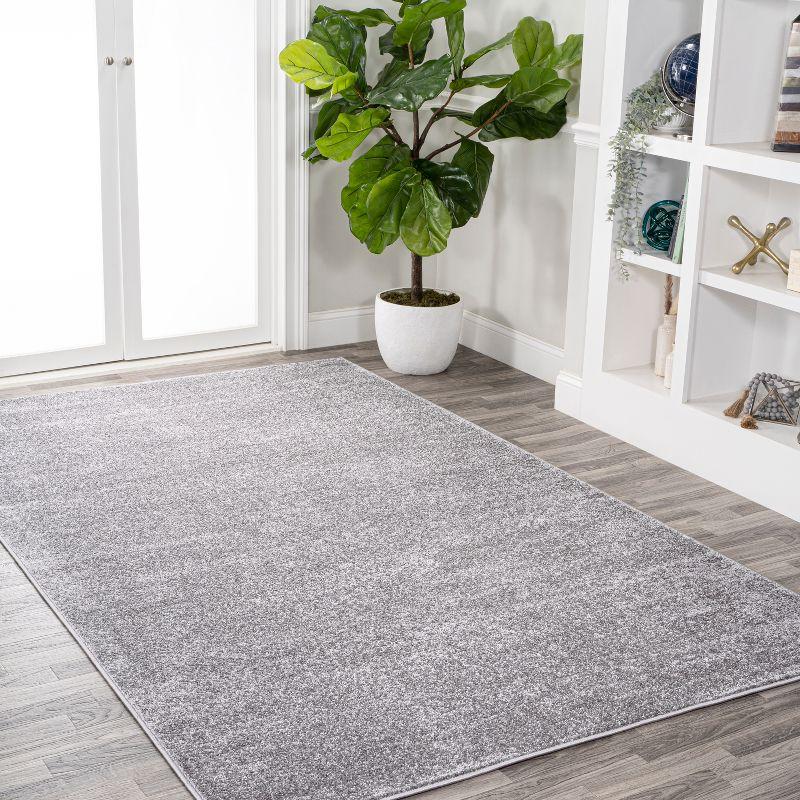 10' X 14' Rectangle Haze Solid Low-Pile Area Rug , Gray - JONATHAN Y