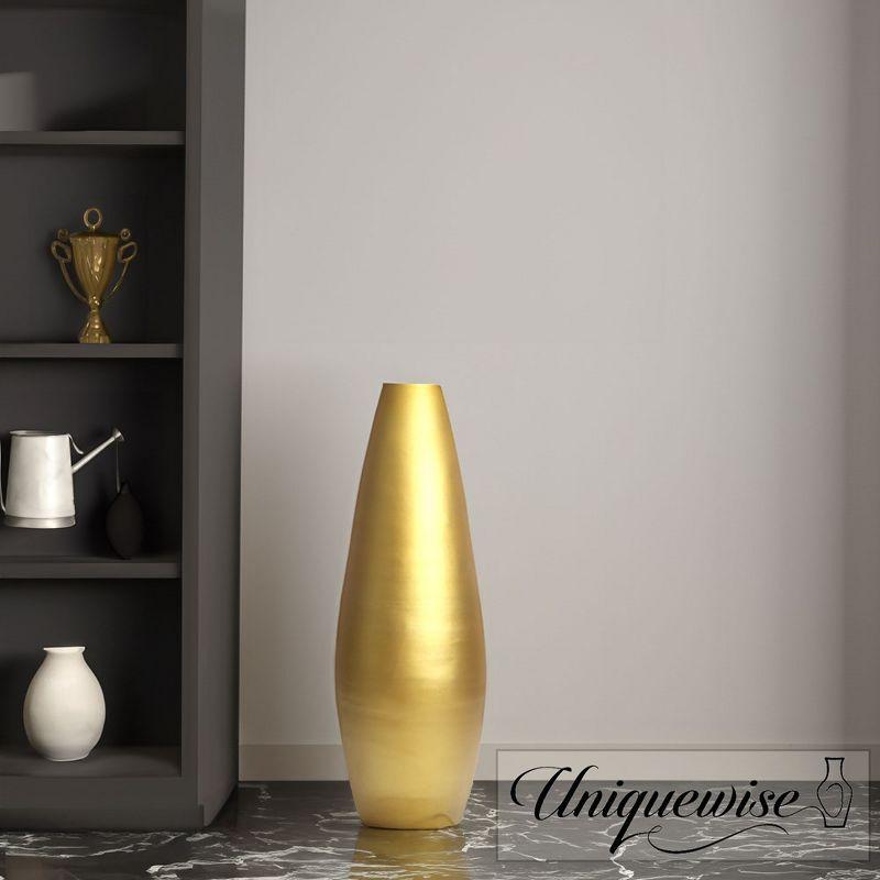 Uniquewise 31.5" Spun Bamboo Tall Floor Vase - Sleek Metallic Finish, Elegant Home Decoration, Modern Accent Piece, Living Room Decor, Handcrafted Art