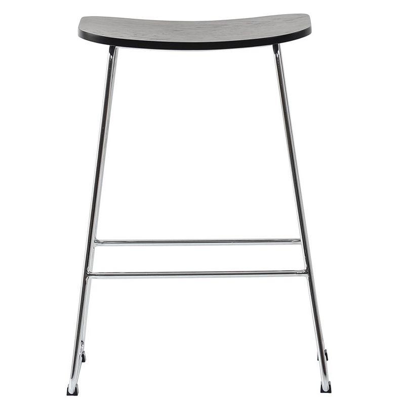 Melrose Black Wood and Metal Saddle Counter Stool