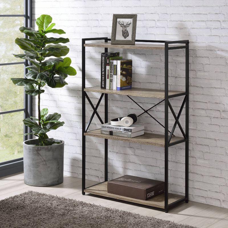 47" Corday Bookcase Gray and Black - Steve Silver Co.: Metal Accents, 4 Fixed Shelves