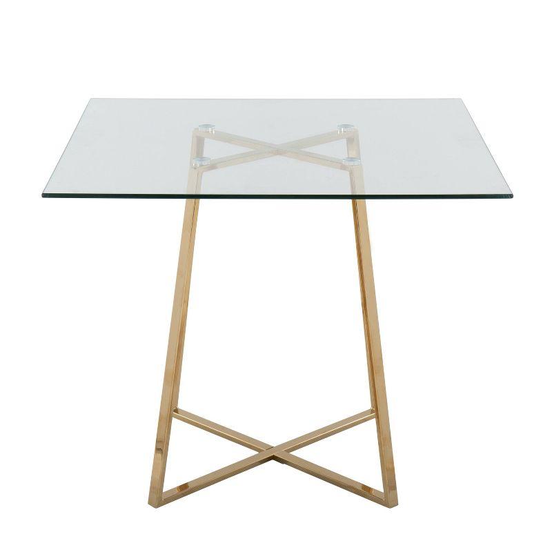 36" Cosmo Square Dining Table Gold/Clear Glass - LumiSource: Modern Pedestal Base, Seats 4