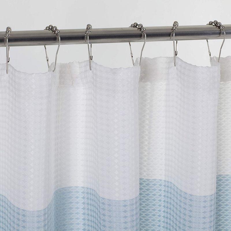 Blue Ombre Waffle Weave Fabric Shower Curtain