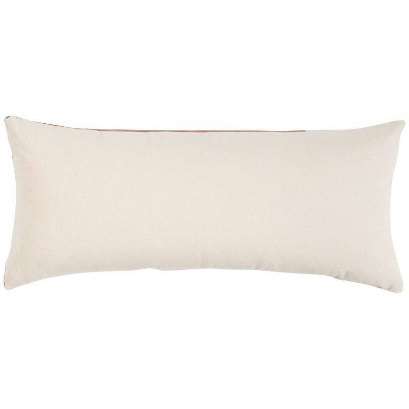 14"x32" Oversized Cotton Velvet Linen Colorblock Indoor Lumbar Throw Pillow Blush - Mina Victory