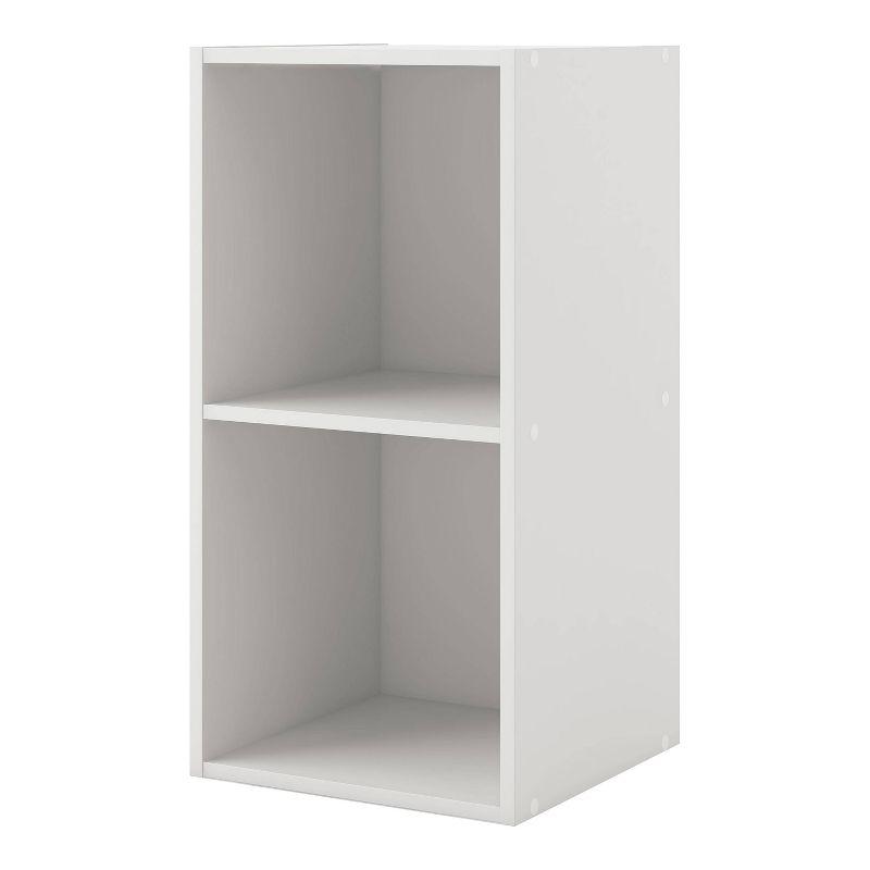 White 2-Shelf Stackable Cube Bookcase with Closed Back