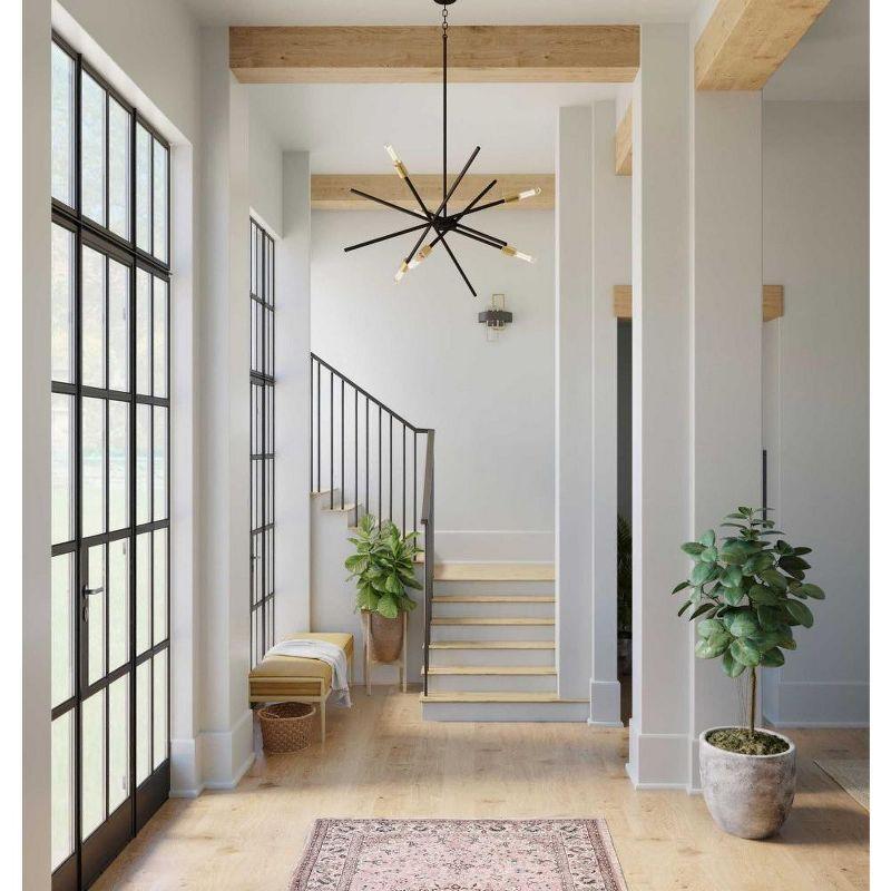 Progress Lighting Adagio 2-Light Wall Sconce, Black, Geometric Pattern, Steel, Damp Rated, Brushed Silver and Brass Accents