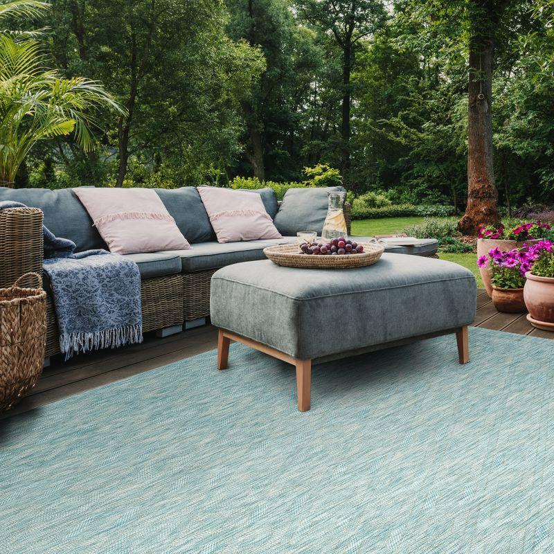 Courtyard CY8520 UV & Stain Resistant Non-Shedding Power Loomed Indoor/Outdoor Area Rug - Aqua/Aqua - 8'x10' - Safavieh