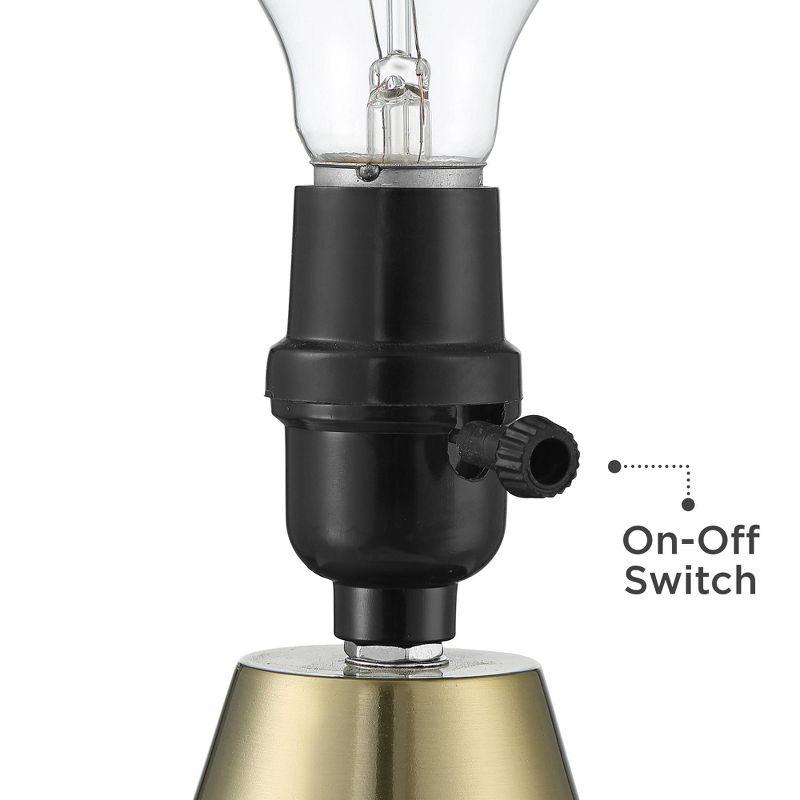 360 Lighting Marty Modern Accent Table Lamps 14 3/4" High Set of 2 Brass Metal White Cylinder Shade for Bedroom Bedside Nightstand Office Kids House