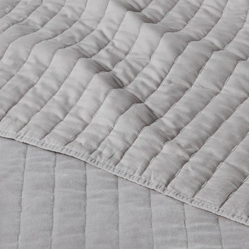 King Channel Stitch Velvet Quilt Gray - Threshold™: Cotton Backing, Year Round Comfort, Machine Washable