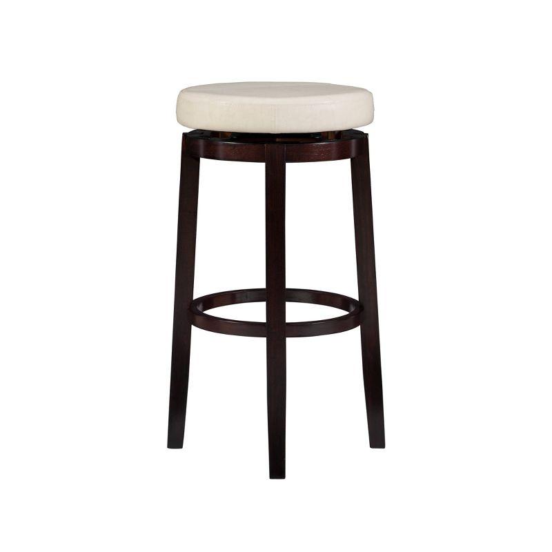 Maya Transitional Swivel Backless Barstool in Brown Faux Leather