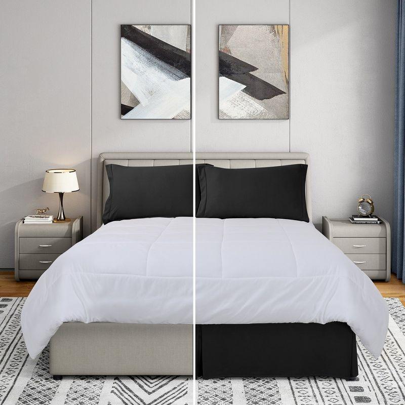 Swift Home | Basics Pleated Microfiber Bed Skirt 14-inch Drop Gray Queen