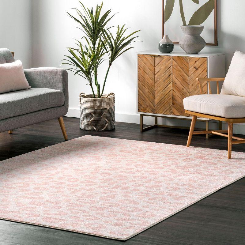 Nuloom Leopard Animal 5x7 Indoor Area Rug for Living Room Bedroom Dining Room Kitchen, Baby Pink/Ivory