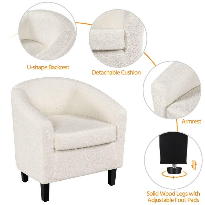 Yaheetech Faux Leather Accent Arm Chair Barrel Chair with Ottoman for Living Room