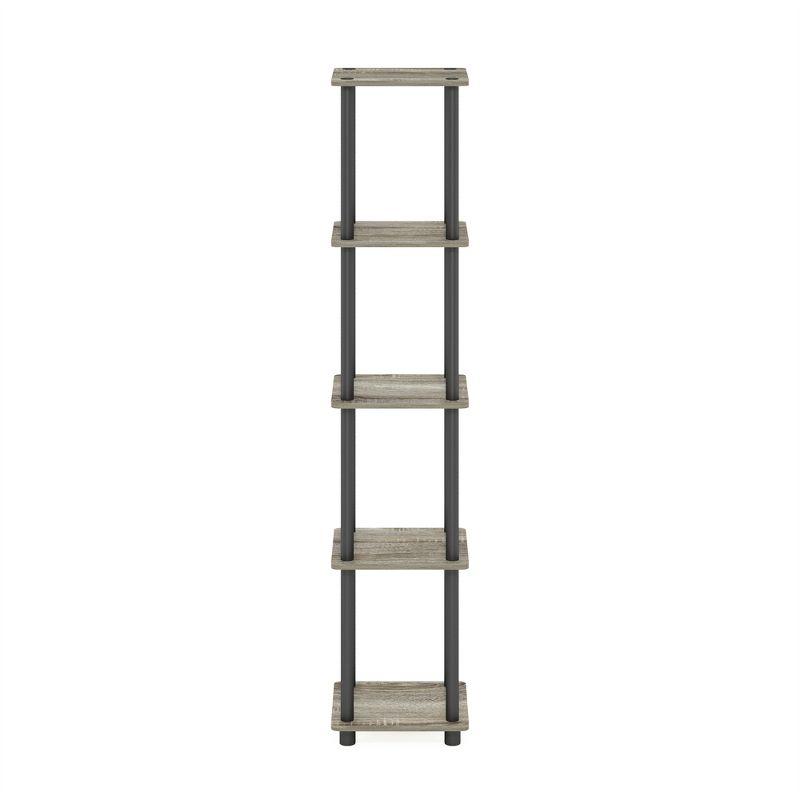 Furinno 5-Tier Corner Square Bookshelf Anti-Tipping Display Rack Shelf for Bathroom&Closet&Home Office&Living Room&Kitchen,French Oak/Black