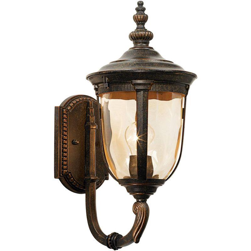 John Timberland Bellagio Rustic Vintage Outdoor Wall Light Fixtures Set of 2 Veranda Bronze Metal 16 1/2" Champagne Glass for Post Exterior