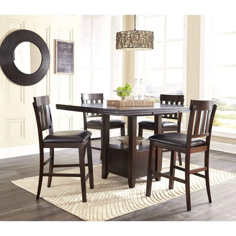 Counter Height Extendable Dining Table Dark Chestnut - Signature Design by Ashley: Removable Leaf, Seats 6, Wood Veneer