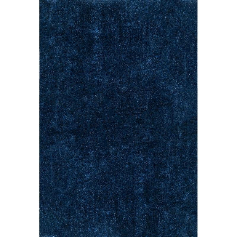 Nuloom Loni Cozy Plush Solid Pet Friendly Premium Machine Washable Shag Area Rug, 4' x 6', Navy