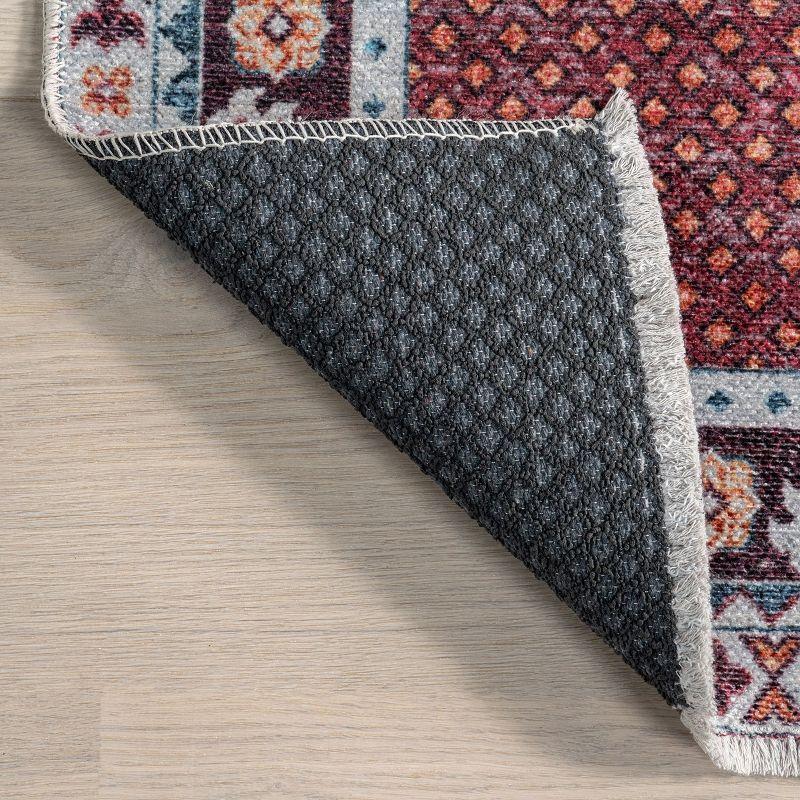 Nuloom Baitadi Geometric Machine Washable Area Rug, 4' x 6', Burgundy