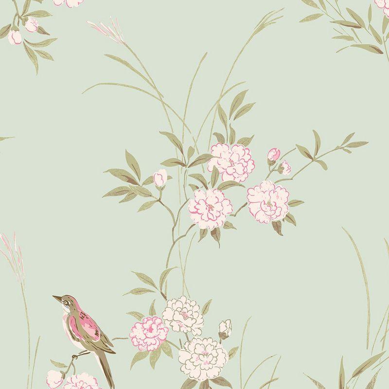 Rachel Ashwell Bird Chinoiserie Green Wallpaper