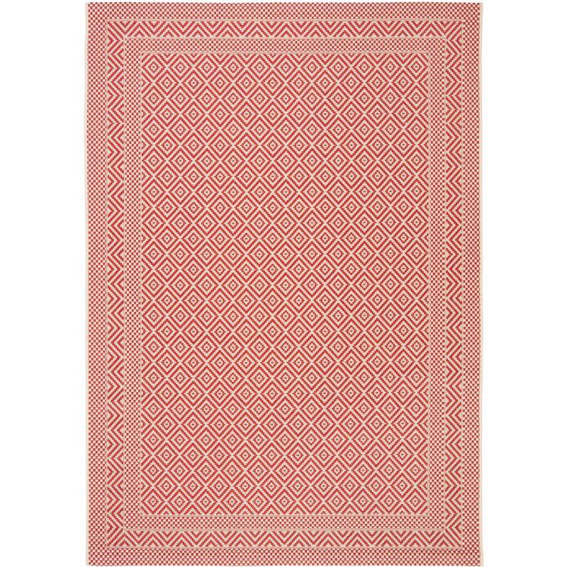 Red Rectangular Synthetic Non-slip Indoor/Outdoor Area Rug