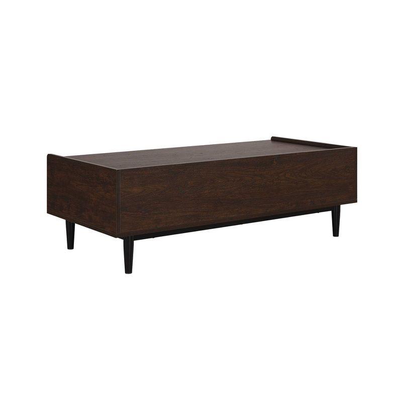Manhattan Comfort Duane Ribbed Coffee Table with Drawer and Shelf Dark Brown/Black: Rectangular, MDF, Living Room Furniture