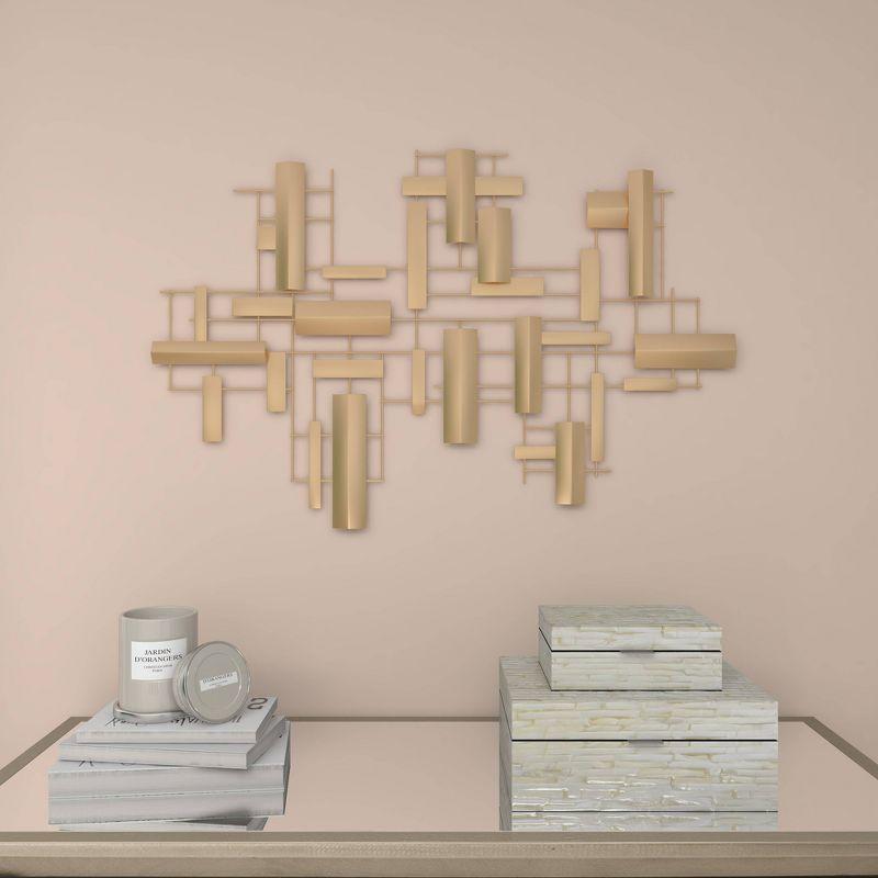 CosmoLiving by Cosmopolitan Gold Metal 3D Stripe Geometric Wall Decor