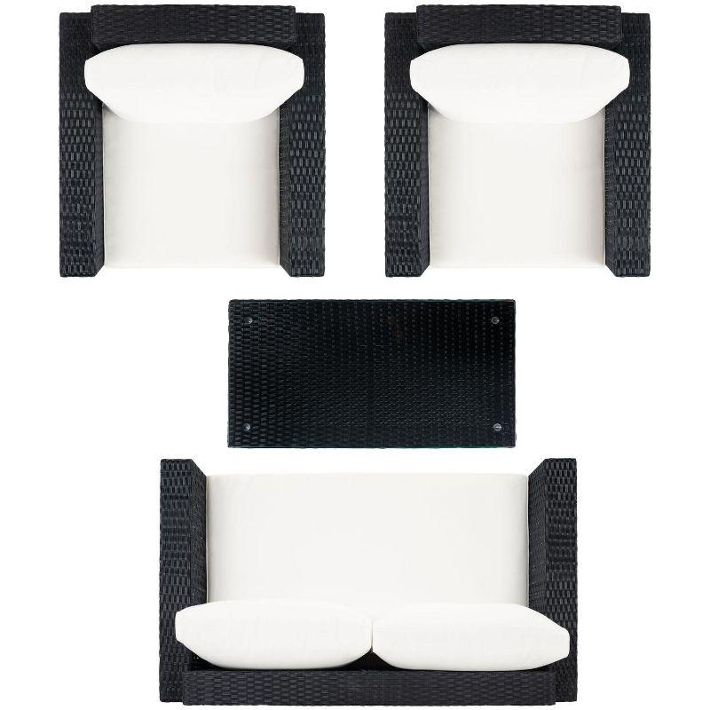 Machie 4Pc Living Set - Indoor/Outdoor - PAT7508 - Black/Beige - Safavieh