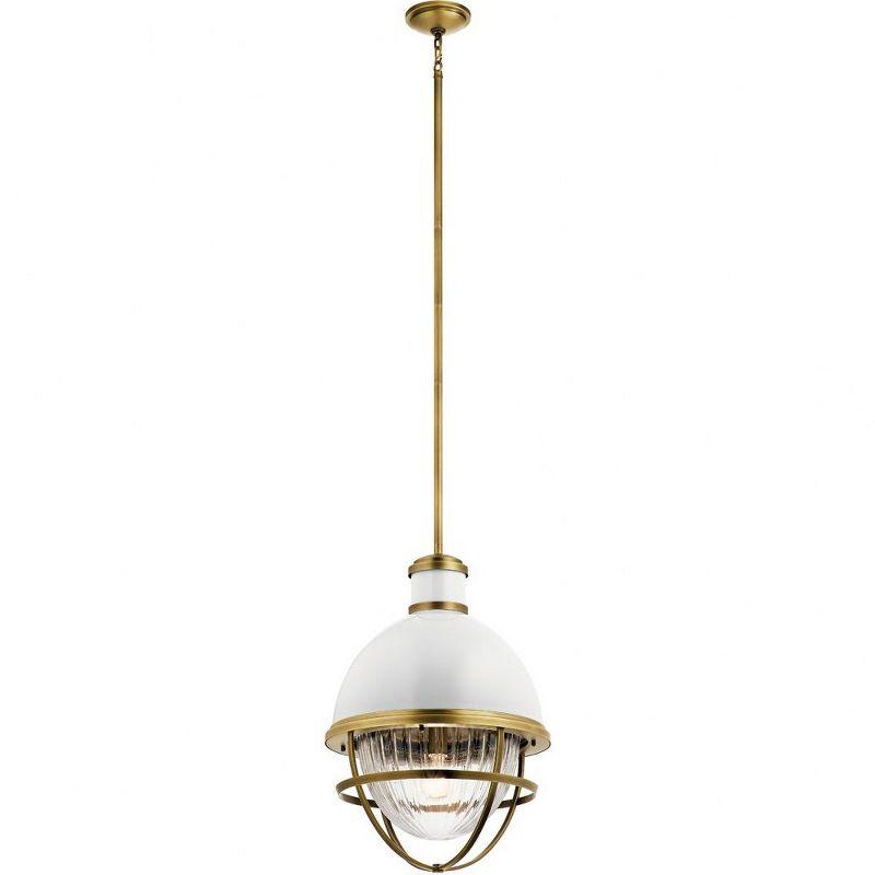 Tollis 16" Clear Ribbed Glass & Natural Brass Pendant Light