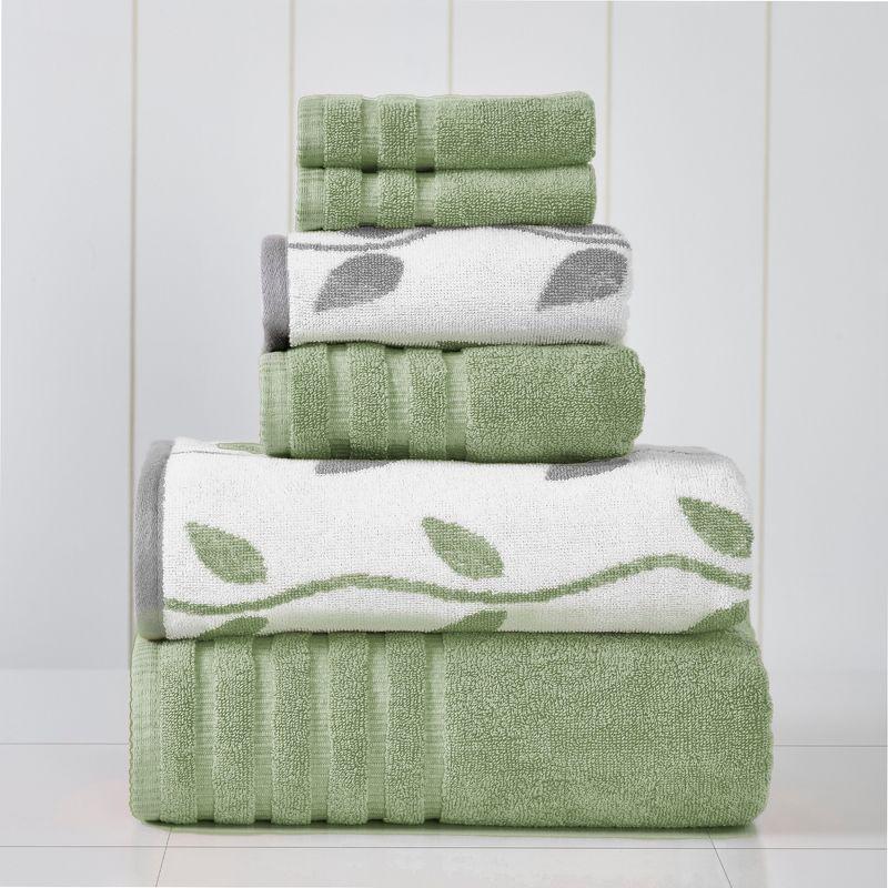 Modern Threads 6 Piece Yard Dyed Towel Set, Organic Vines.