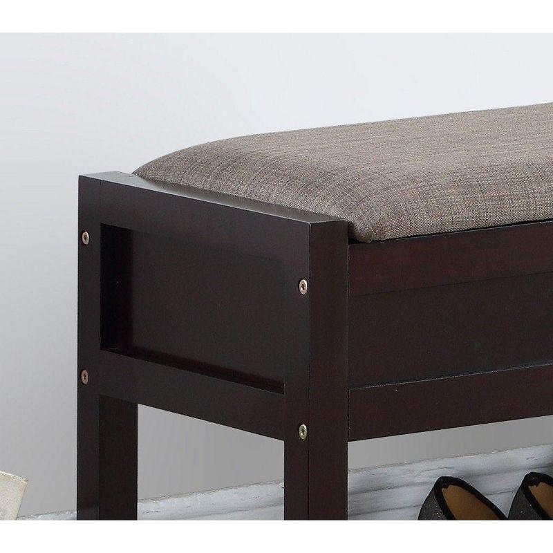 Roundhill Furniture Rouen Seating Bench with Shoe Storage, Espresso