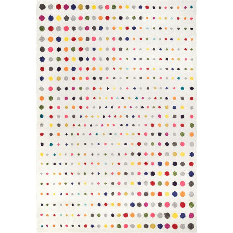 Dorie Multicolor Polka Dot 6'7" x 9' Synthetic Area Rug