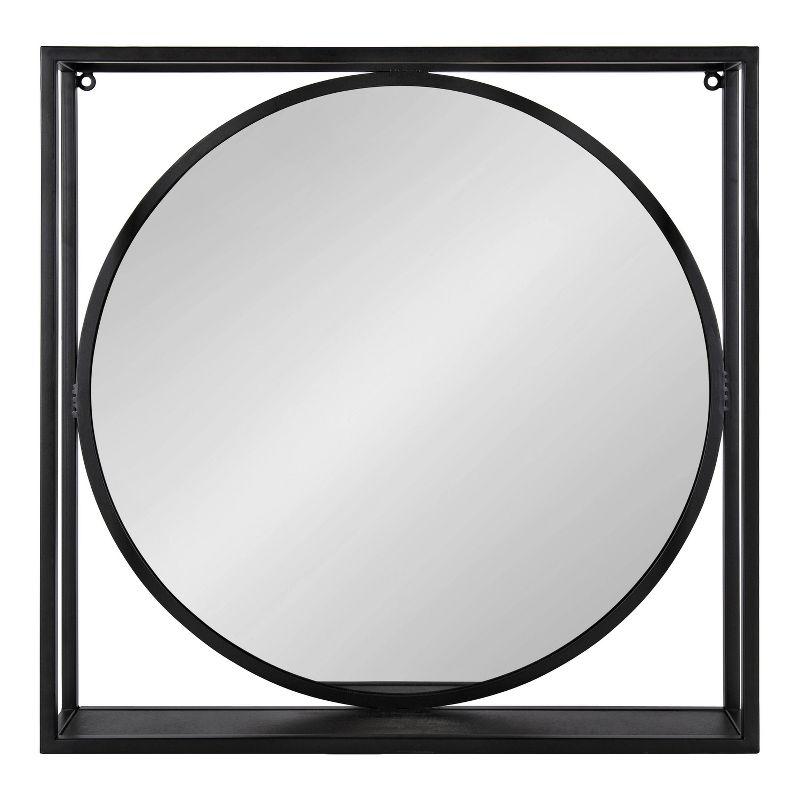 24" x 24" McCauley Functional Wall Mirror Black - Kate & Laurel All Things Decor: Modern Geometric, Iron Frame, No Assembly Required