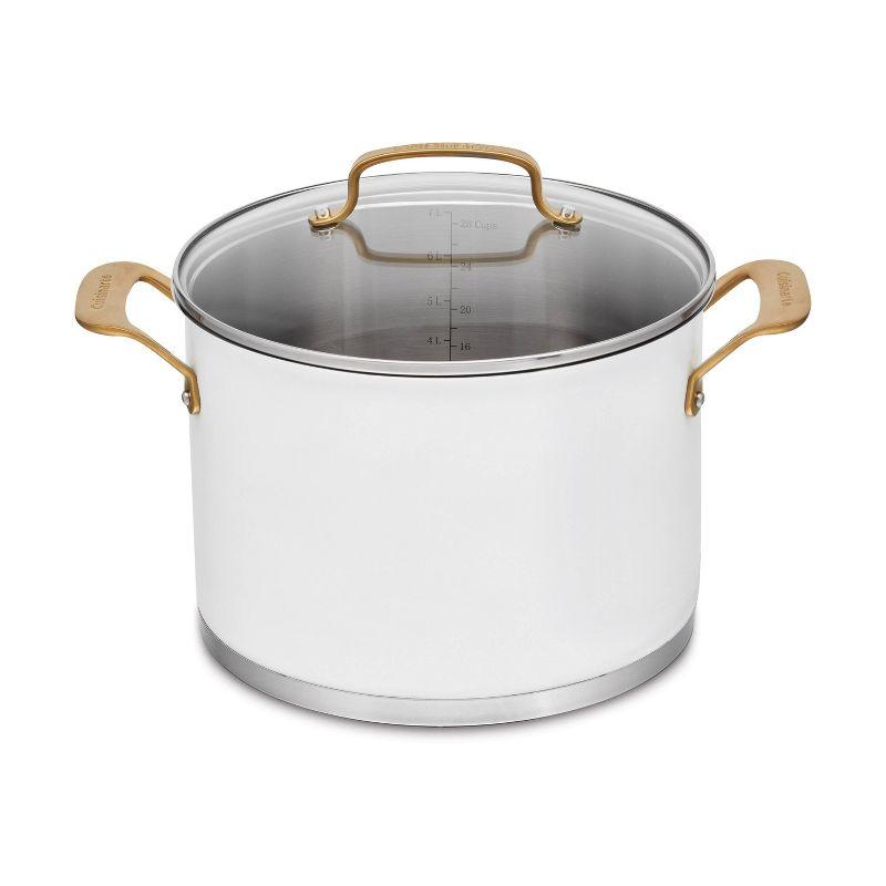 8qt Stainless Steel Stock Pot with Brushed Gold Handles and Glass Lid