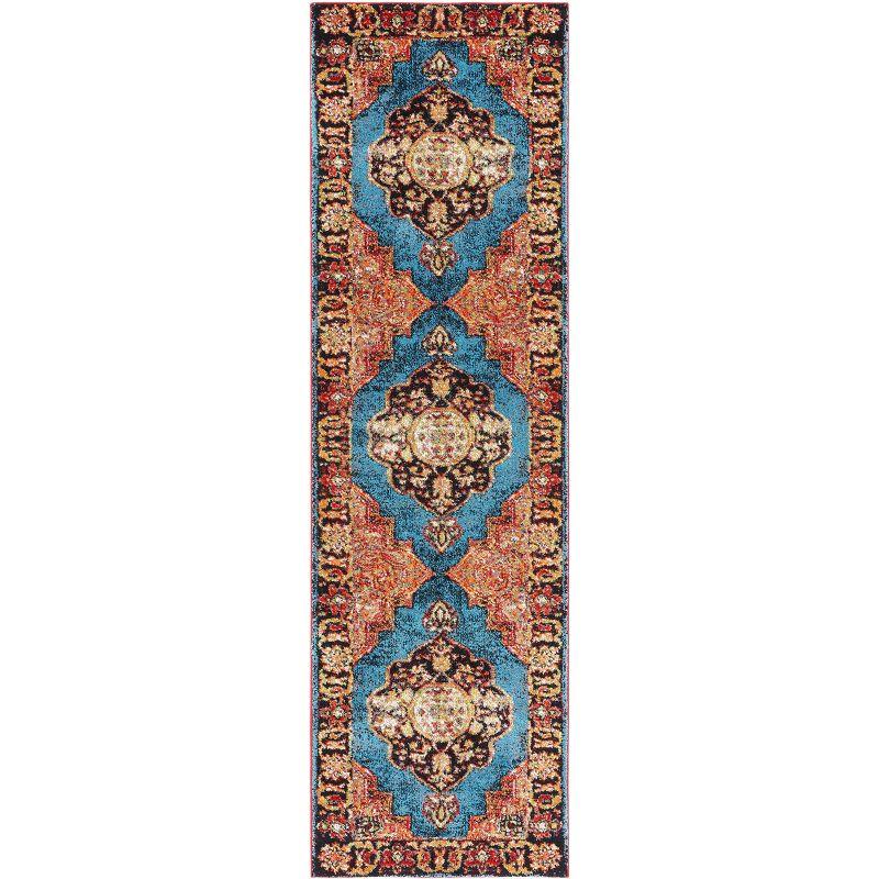 Light Blue Vintage Hamadan 26" Hand-Knotted Area Rug