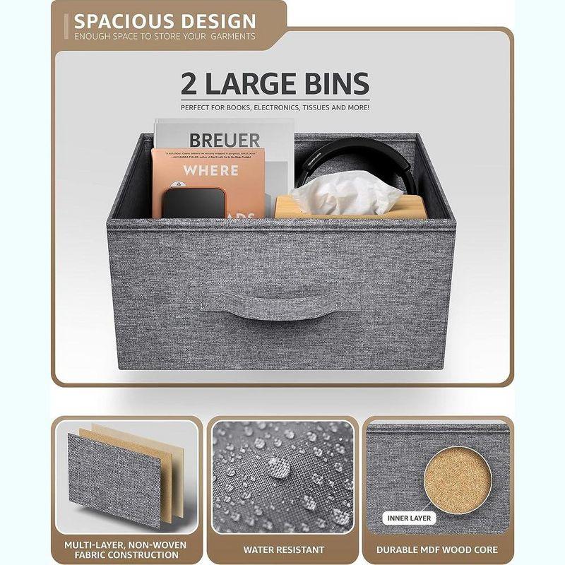 Sorbus Nightstand with 2 Drawers - Steel Frame, Wood Top & Easy Pull Fabric Bins - Great for Home, Bedroom, Office & College Dorm (Gray)