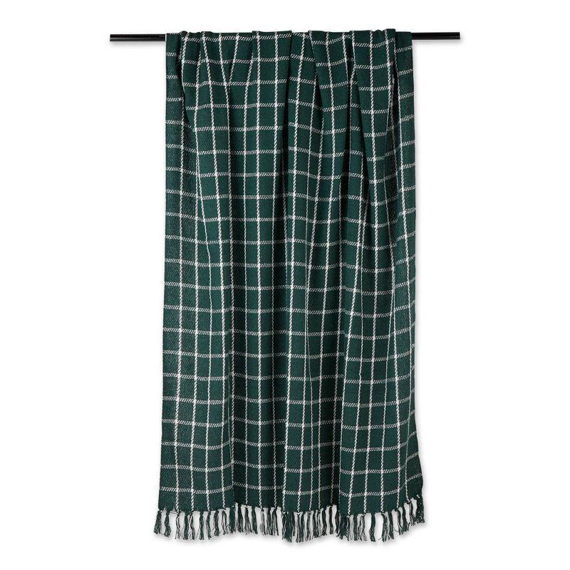 50"x60" Checked Plaid Throw Blanket Dark Green - Design Imports: Lightweight, Woven Cotton, Cozy for All Ages