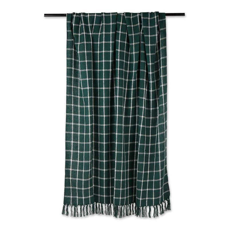 Cozy Cabin Dark Green Checked Cotton Throw 10.8"x9"