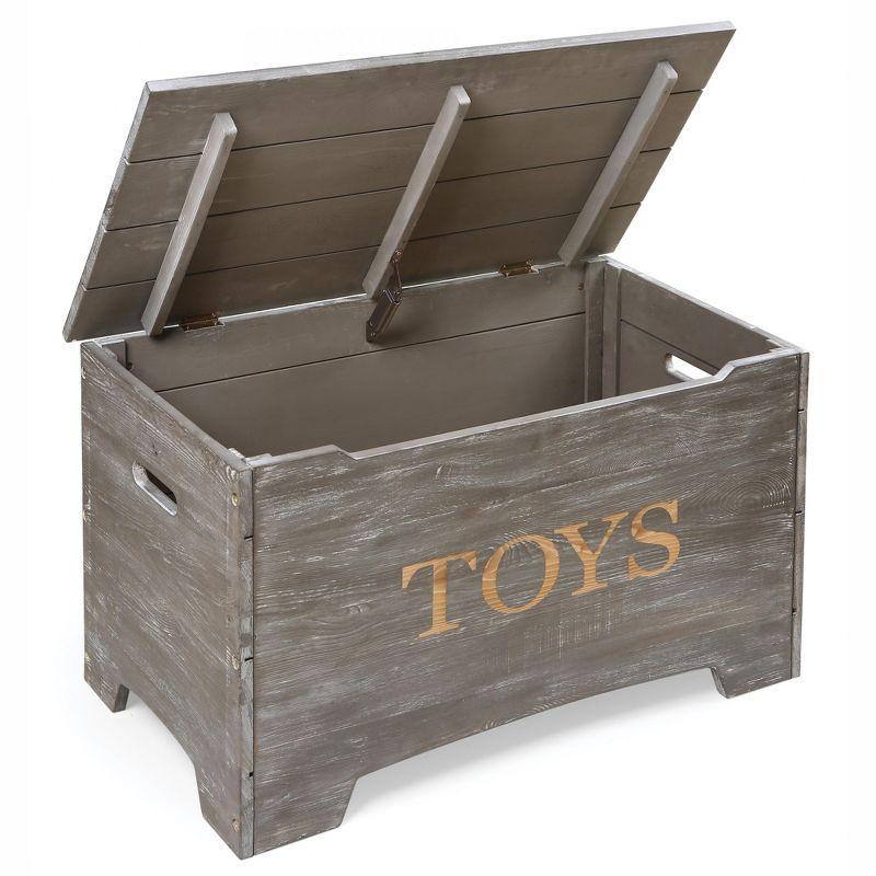 Badger Basket Solid Wood Rustic Toy Box - Gray
