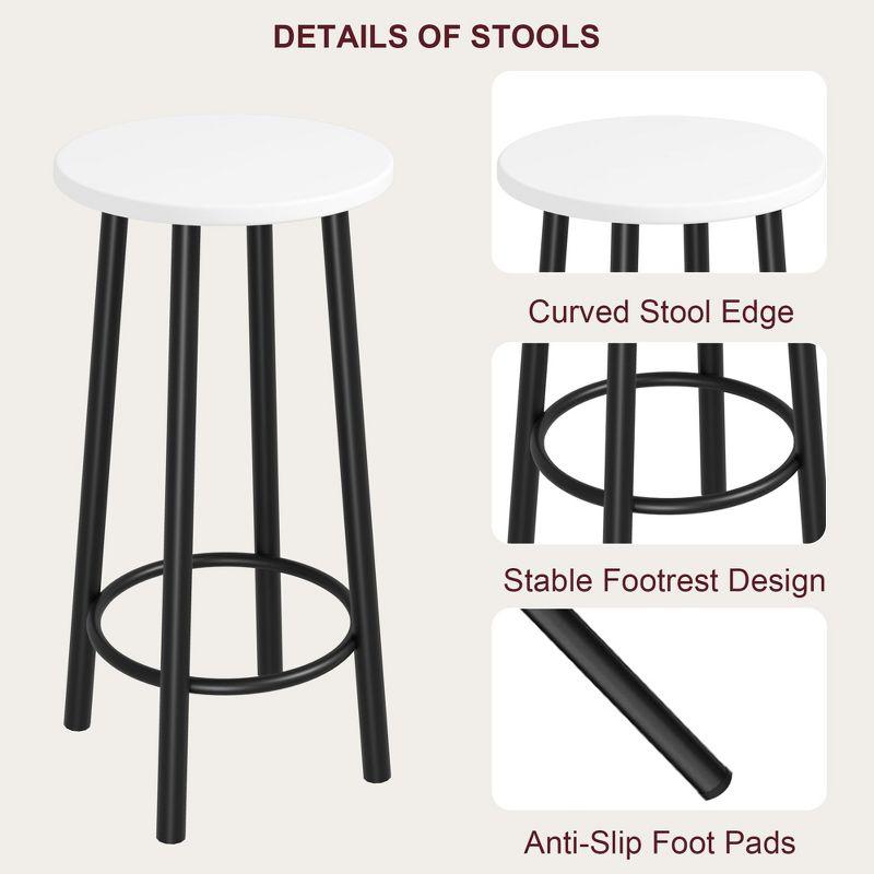 Counter Height Dining Table with Stools, Bar Table Set with 3 Storage Shelves, 3 Piece Dining Table Set for Small Space, Apartment, Kitchen, White