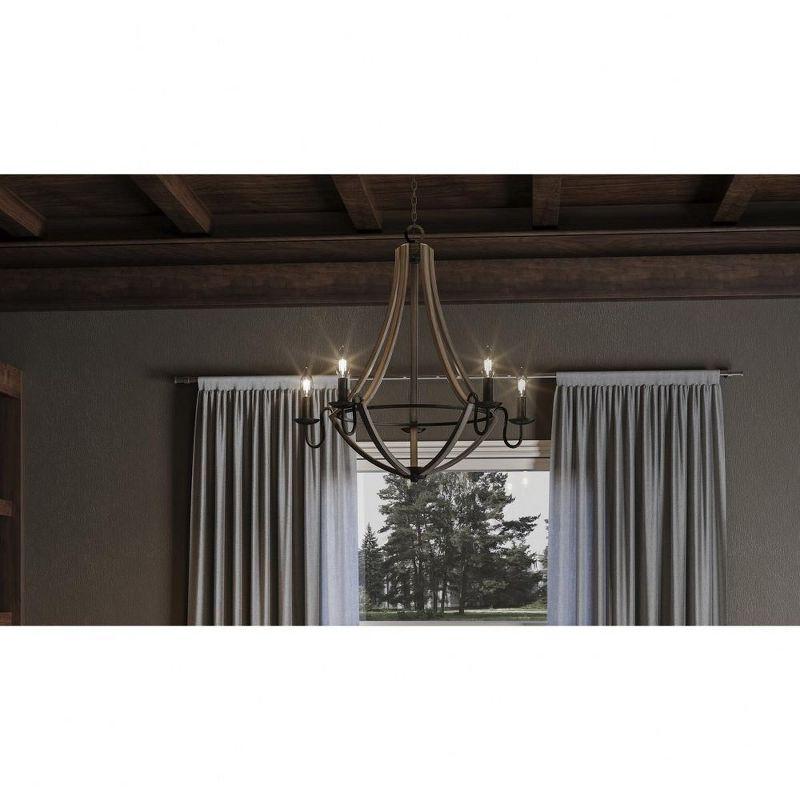 Rustic Black 26.5" Faux Wood 5-Light Chandelier