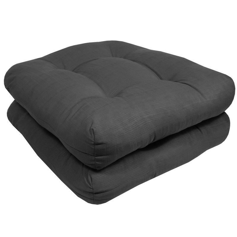 Premium Patio Tufted Outdoor Solid Chair Cushions, 19" x 19"